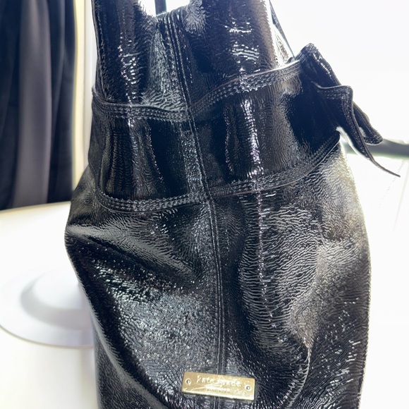 Kate Spade New York Black Patent Leather Bow Tote Shoulder Bag - Picture 4 of 10